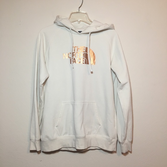The North Face Tops - Cream North Face Hoodie Rose Gold Logo